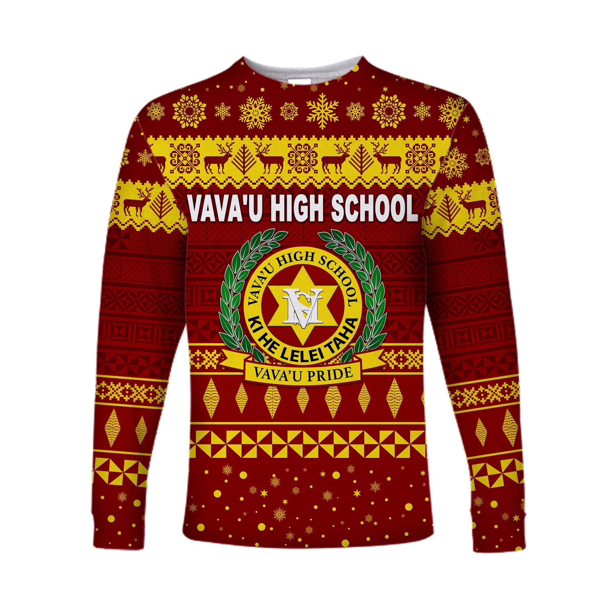 (Custom Personalised) Vava'u High School Christmas Long Sleeve Shirt Simple Style - Maroon LT8 Unisex Green - Polynesian Pride