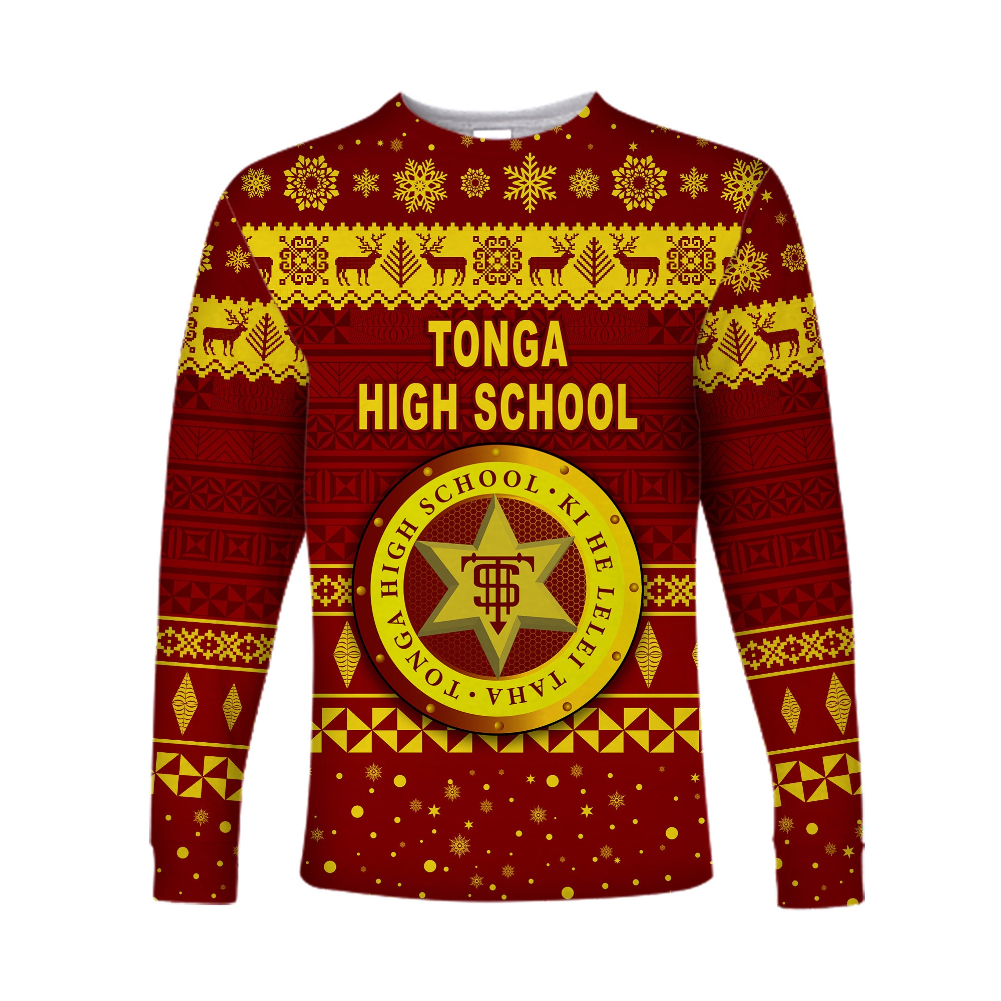 Tonga High School Christmas Long Sleeve Shirt Simple Style LT8 Unisex Maroon - Polynesian Pride