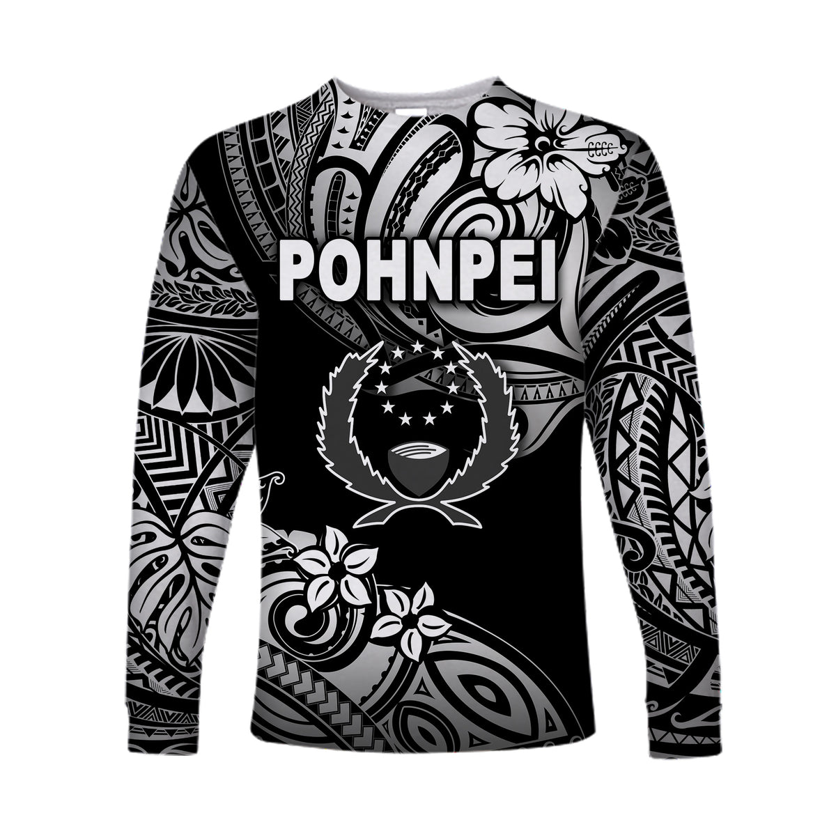 (Custom Personalised) FSM Pohnpei Long Sleeve Shirts Unique Vibes - Black LT8 - Polynesian Pride