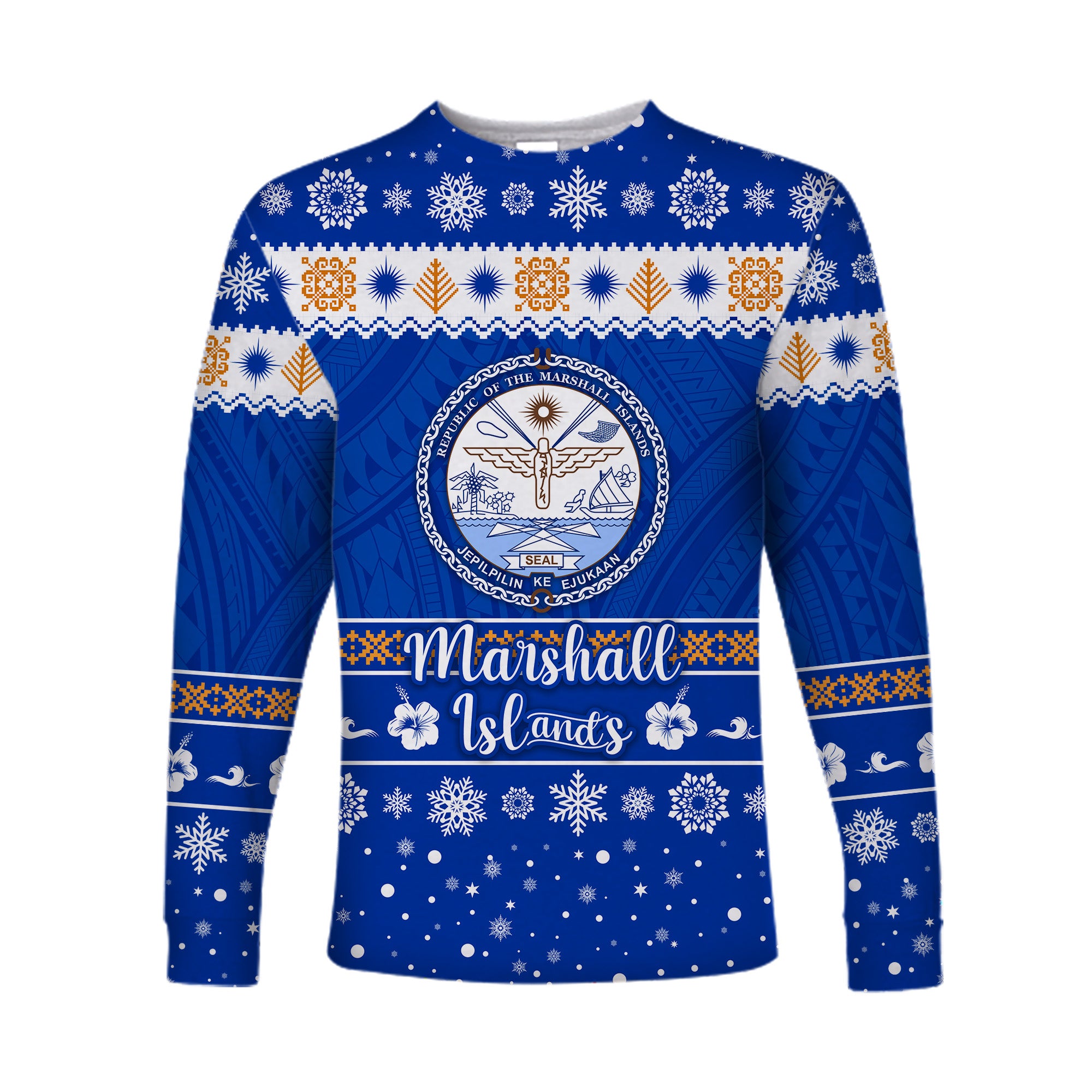 Marshall Islands Christmas Long Sleeve Shirt Simple Style LT8 - Polynesian Pride