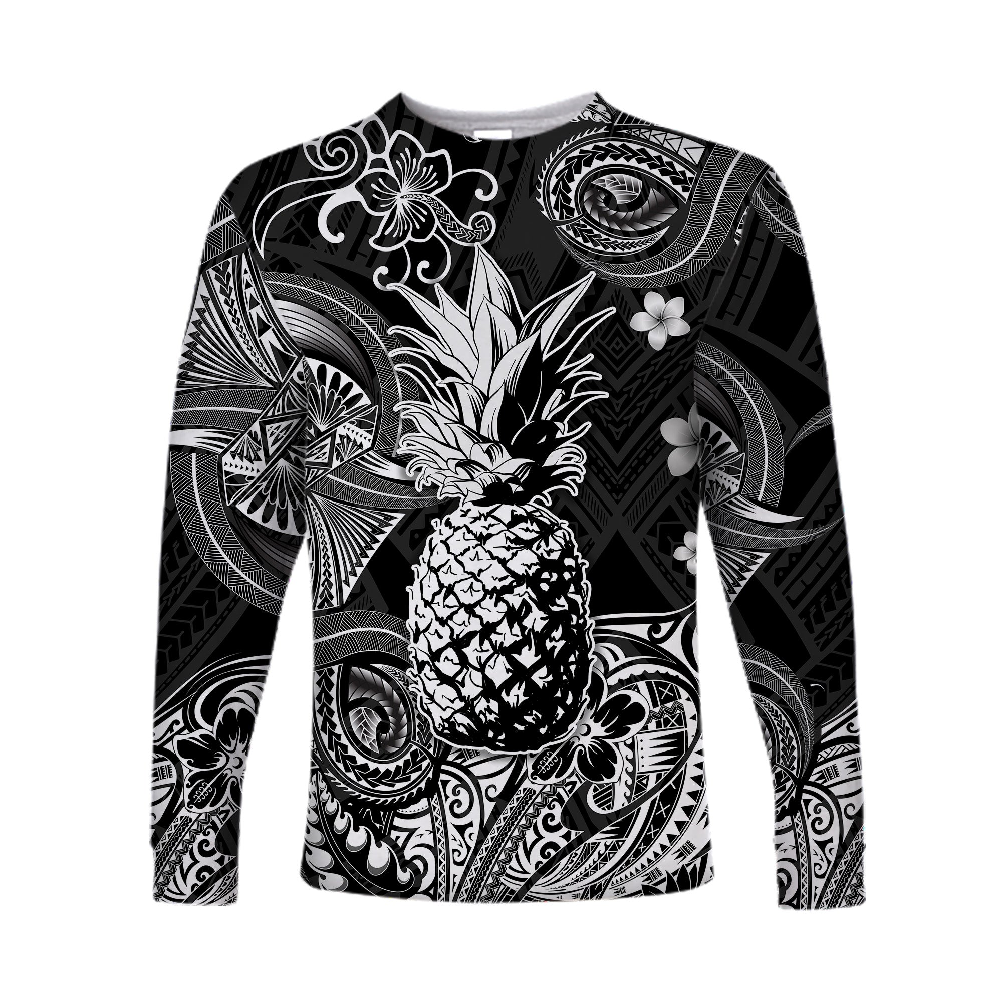 Hawaii Pineapple Polynesian Long Sleeve Shirt Unique Style - Black LT8 Unisex Black - Polynesian Pride