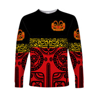 (Custom Personalised) Marquesas Islands Long Sleeve Shirt Marquesan Tattoo Special Style - Red LT8 - Polynesian Pride