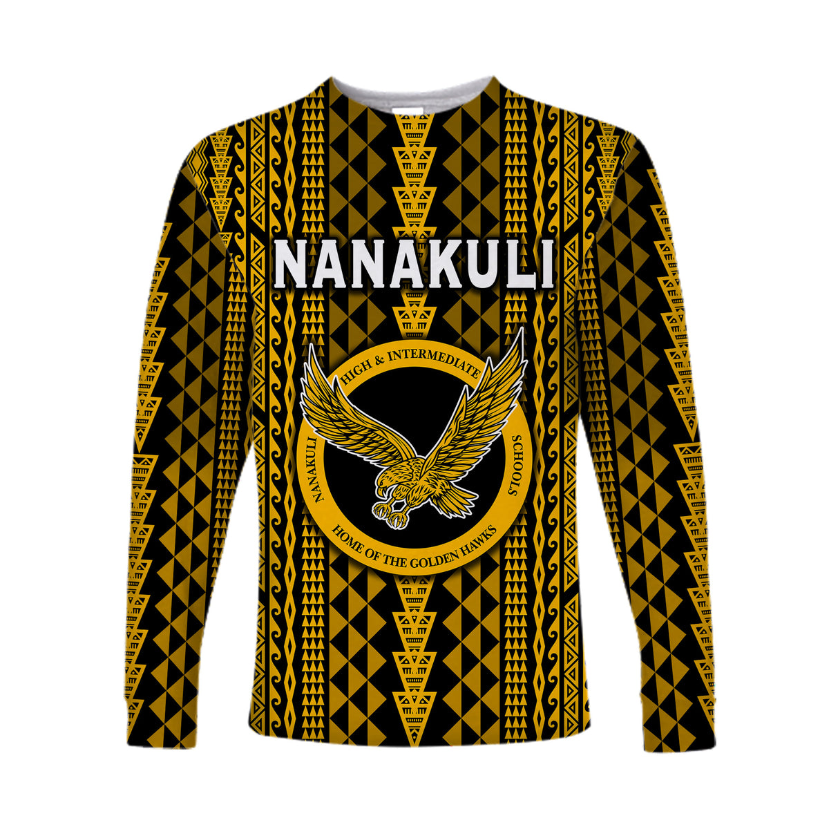 Hawaii Nanakuli School Long Sleeve Shirts Golden Hawks Simple Style LT8 - Polynesian Pride