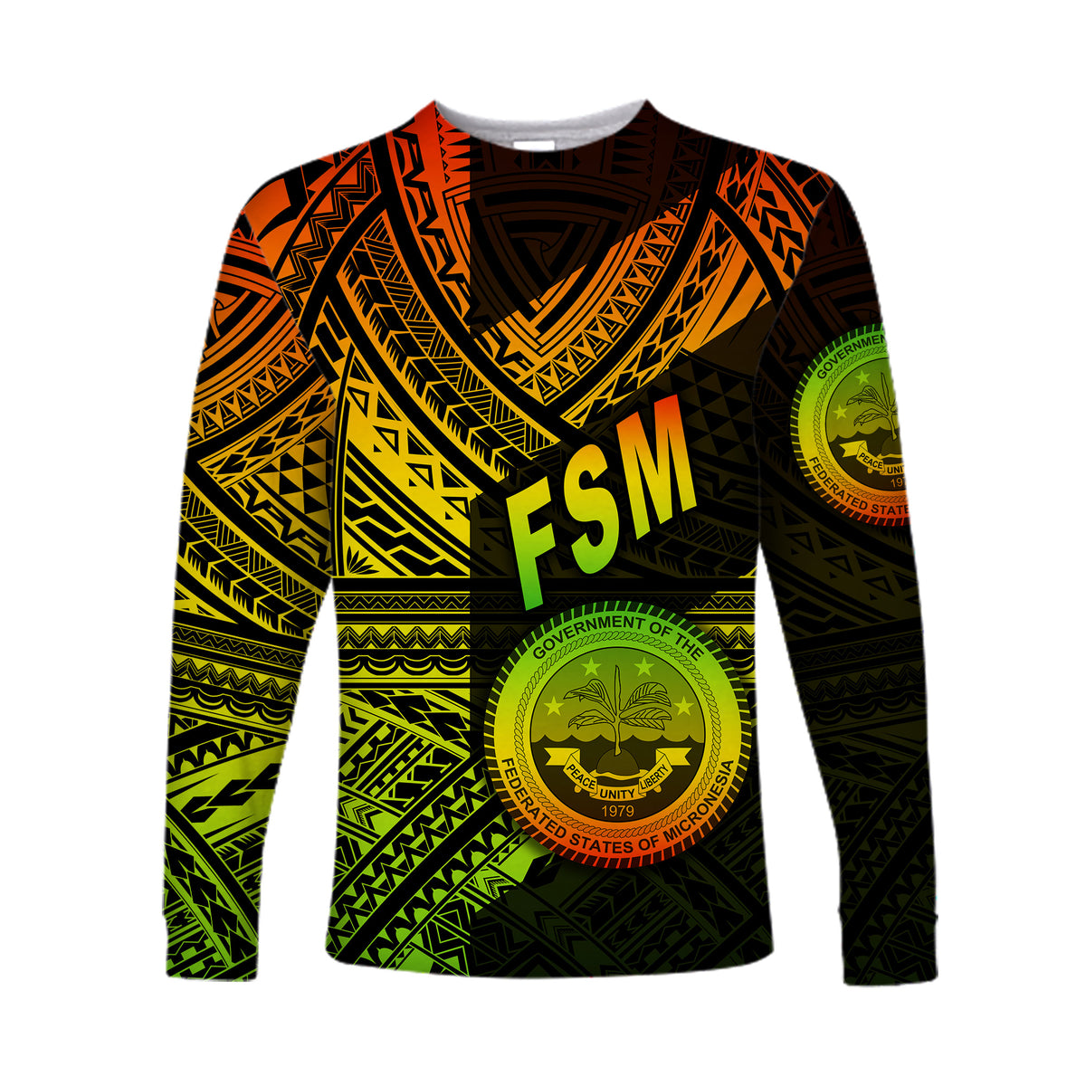 (Custom Personalised) Federated States of Micronesia Long Sleeve Shirts FSM Original Style - Reggae LT8 - Polynesian Pride
