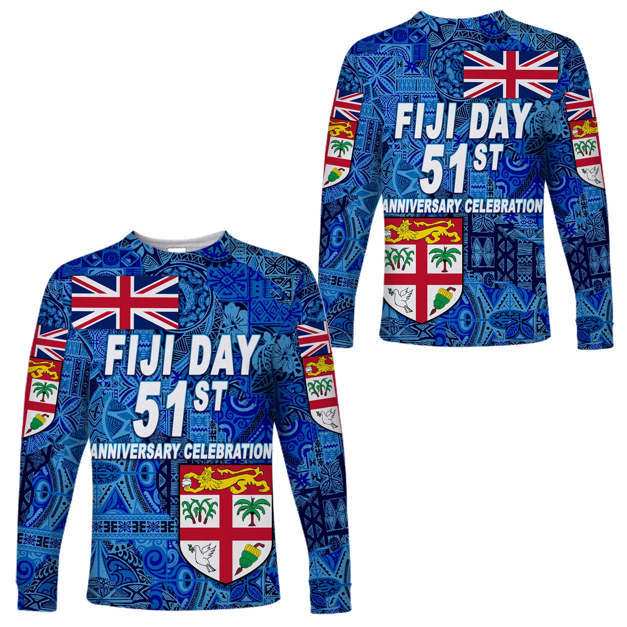 Fiji Day Long Sleeve Shirts Independence Anniversary Original Style LT8 Unisex Blue - Polynesian Pride