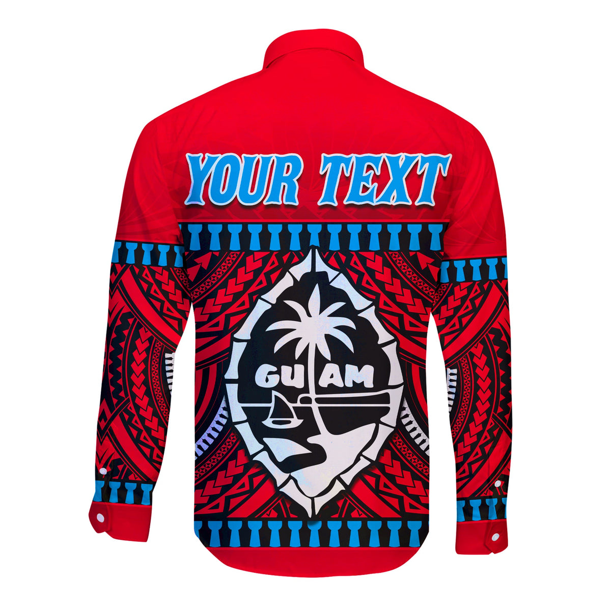 (Custom Personalised) Guam Chamorro Long Sleeve Button Shirt Latte Stone Red Polynesian Haligi LT13 - Polynesian Pride