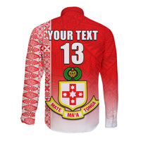 (Custom Text and Number) Kolisi Tonga College Atele Hawaii Long Sleeve Button Shirt Home of the Lions LT13 - Polynesian Pride