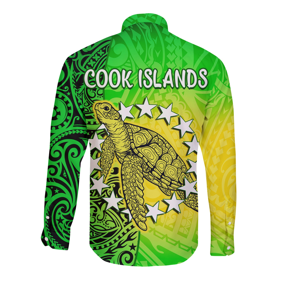 (Custom Personalised) Cook Islands Long Sleeve Button Shirt Cook Islands Coat Of Arms Turtle Polynesian LT14 - Polynesian Pride
