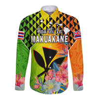 Happy Hawaii Fathers Day Long Sleeve Button Shirt Hawaiian Tribal Kanaka Maoli Hibiscus LT14 Unisex Reggae - Polynesian Pride