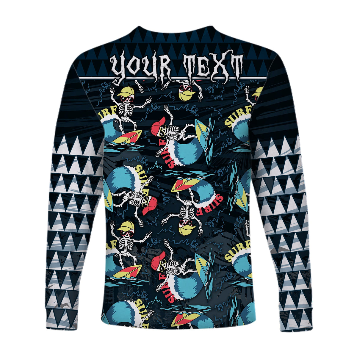 (Custom Personalised) Hawaii Skeleton Surf Long Sleeve Shirt Halloween Hawaiian Tribal LT13 - Polynesian Pride