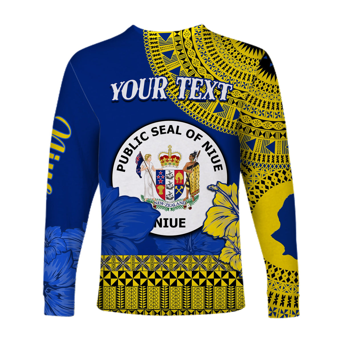 (Custom Personalised) Niue Hiapo Long Sleeve Shirt Rock of Polynesia Tapa Niuean Crab Happy Day LT13 - Polynesian Pride