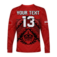 (Custom Text and Number) Tonga Rugby MMT Long Sleeve Shirt Ngatu Mate Maa Tonga Simple LT13 - Polynesian Pride