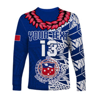 (Custom Text and Number) Toa Samoa Rugby Long Sleeve Shirt Siamupini Ula Fala Blue LT13 - Polynesian Pride