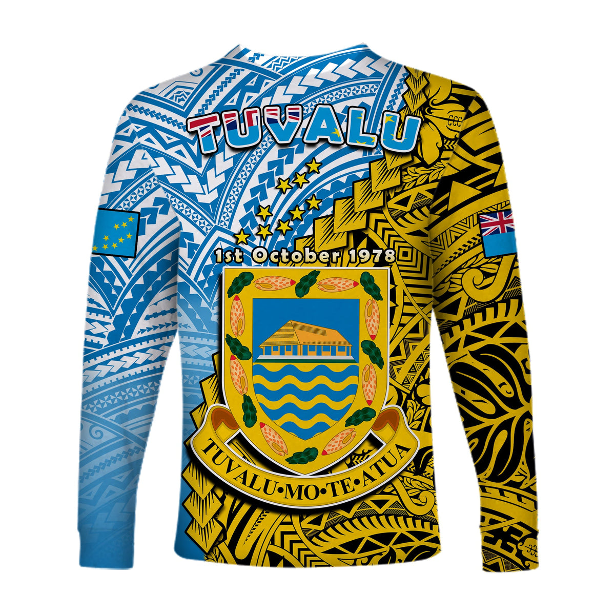 Tuvalu 1978 Long Sleeve Shirt Happy 44th Independence Anniversary Polynesian Pattern LT14 - Polynesian Pride