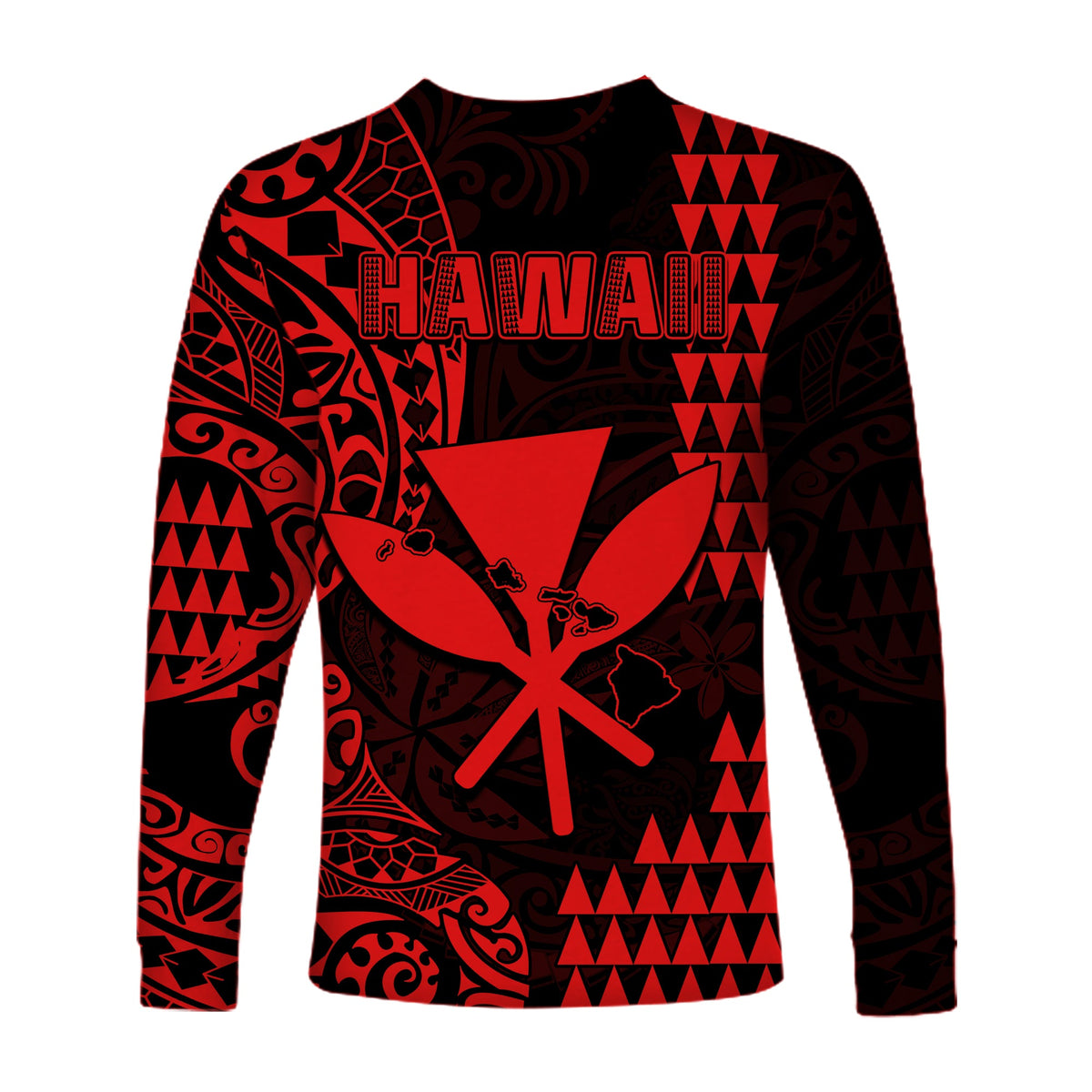Hawaii Day Kakau Long Sleeve Shirt Proud To Be Hawaiian Red King Kamehameha and Kanaka Maoli LT13 - Polynesian Pride