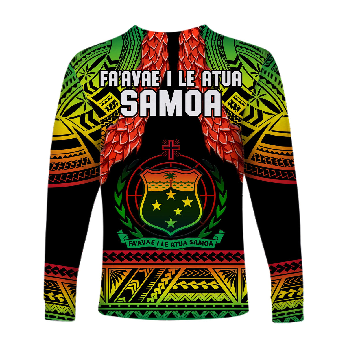 Samoa Rugby Long Sleeve Shirt Teuila Torch Ginger Gradient Style LT14 - Polynesian Pride