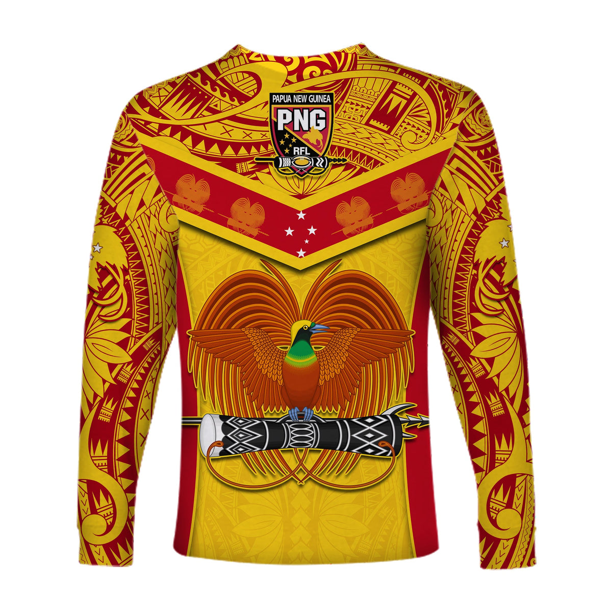 Papua New Guinea Rugby Long Sleeve Shirt PNG Kumuls Bird Of Paradise Yellow LT14 - Polynesian Pride