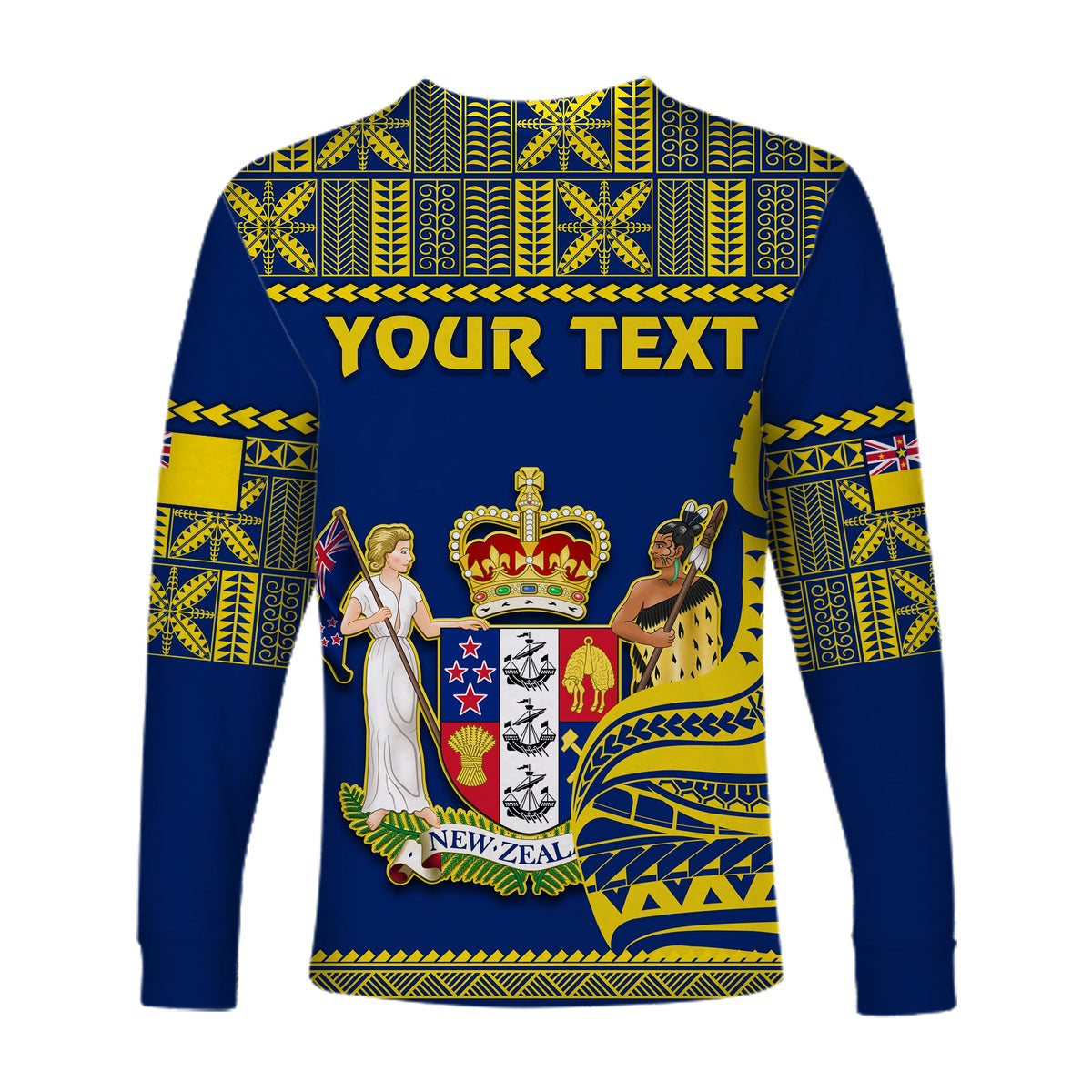 (Custom Personalised) Niue Long Sleeve Shirt Hiapo Mix Polynesian Happy Constitution Day LT14 - Polynesian Pride