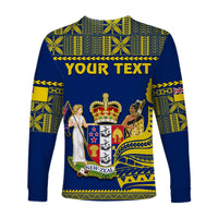 (Custom Personalised) Niue Long Sleeve Shirt Hiapo Mix Polynesian Happy Constitution Day LT14 - Polynesian Pride
