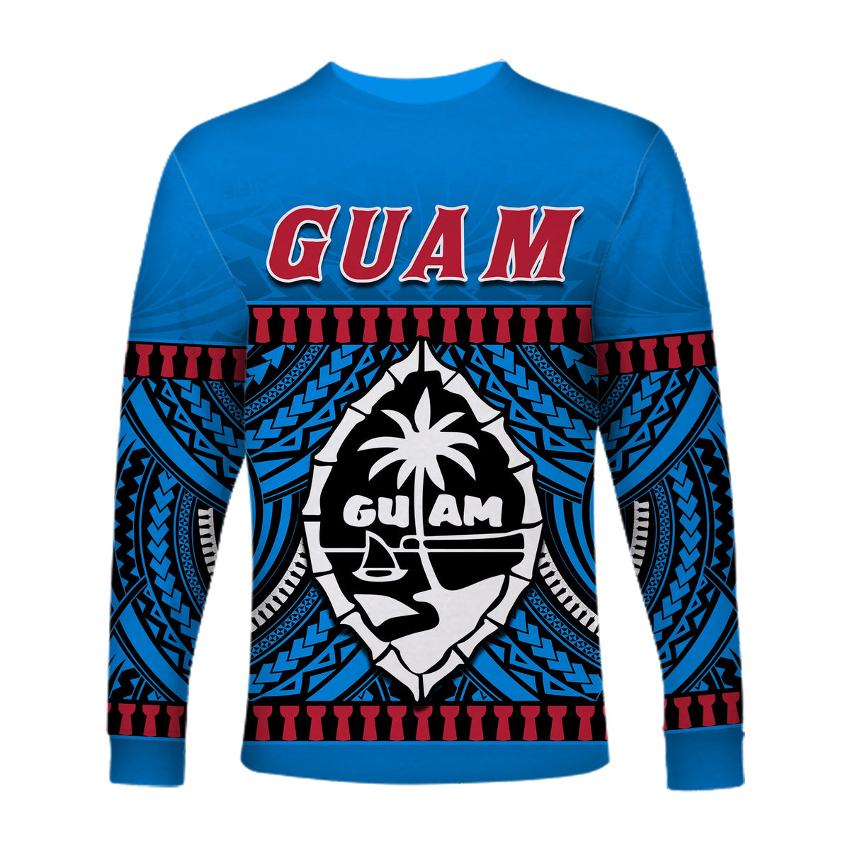 Guam Chamorro Long Sleeve Shirt Latte Stone Blue Polynesian Haligi LT13 - Polynesian Pride