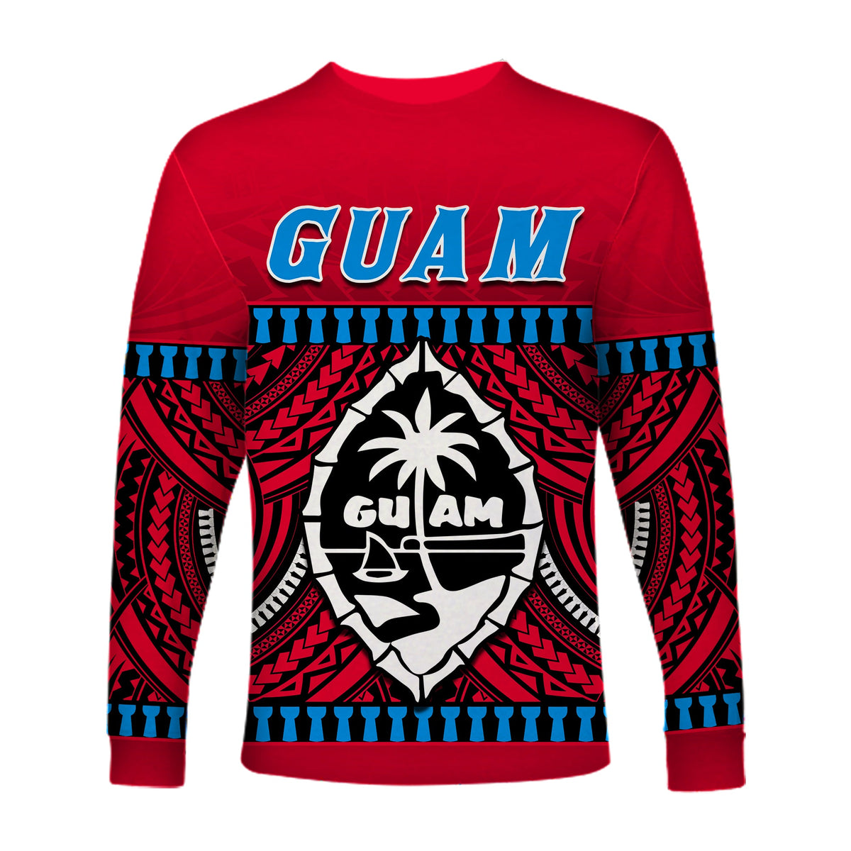 Guam Chamorro Long Sleeve Shirt Latte Stone Red Polynesian Haligi LT13 - Polynesian Pride