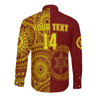 (Custom Text And Number) Tonga High School Long Sleeve Button Shirt Class Of Year Tongan Ngatu Pattern LT14 - Polynesian Pride