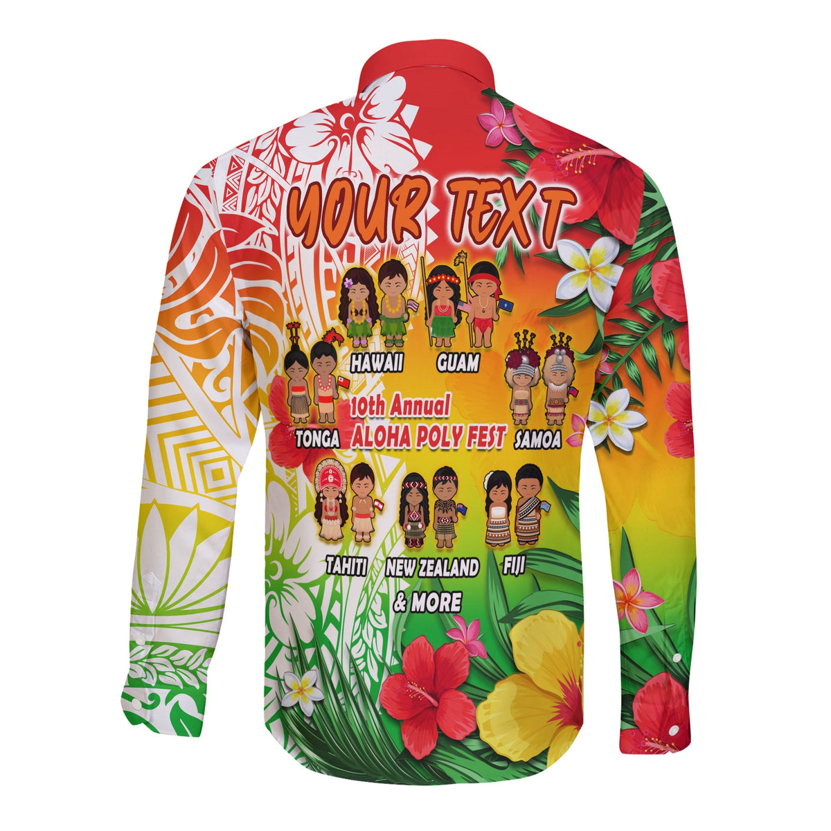 (Custom Personalised) Aloha Poly Fest Long Sleeve Button Shirt Polynesian Pattern With Tropical Flowers LT14 - Polynesian Pride