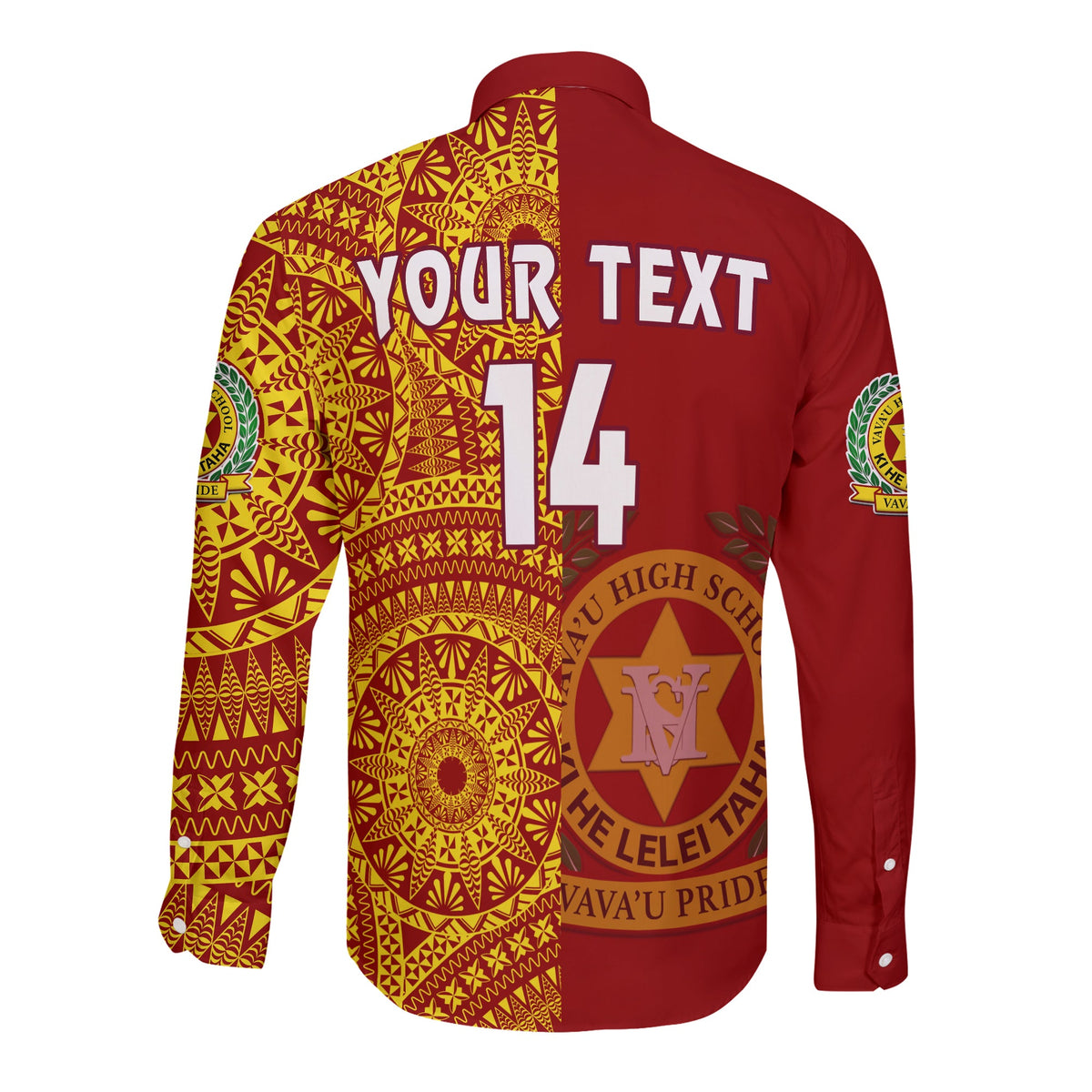 (Custom Text And Number) Tonga Vavau High School Long Sleeve Button Shirt Class Of Year Tongan Ngatu Pattern LT14 - Polynesian Pride