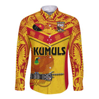 Papua New Guinea Rugby Long Sleeve Button Shirt PNG Kumuls Bird Of Paradise Yellow LT14 Unisex Yellow - Polynesian Pride