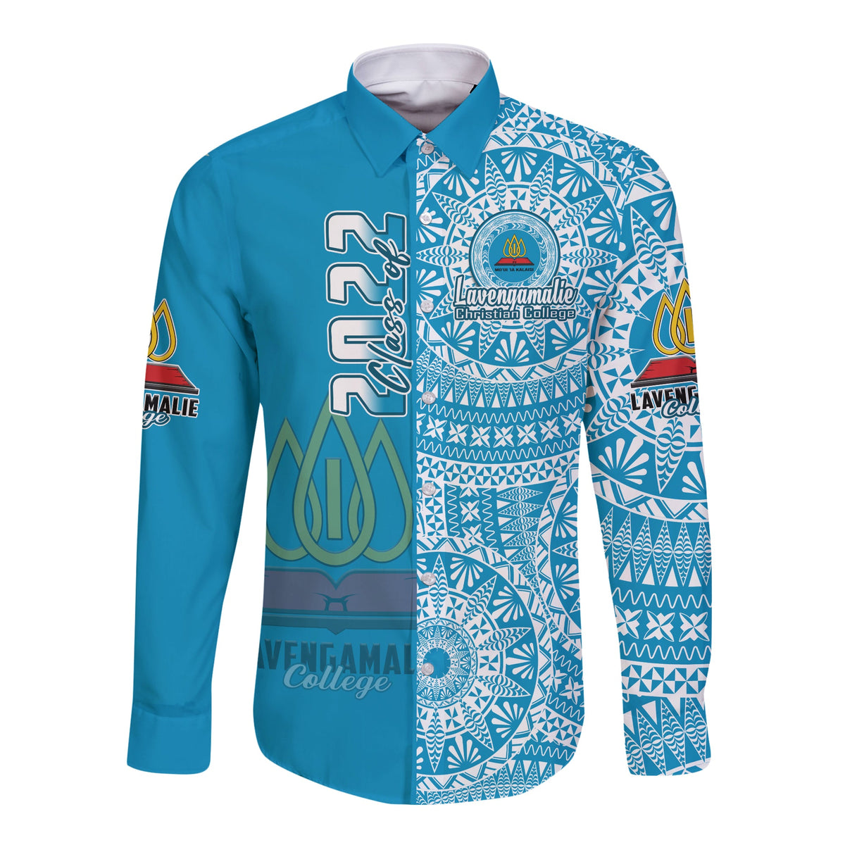 (Custom Personalised) Lavengamalie Tonga College Long Sleeve Button Shirt Class Of Year Tongan Ngatu Pattern LT14 - Polynesian Pride