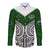 (Custom Text And Number) New Zealand Silver Fern Rugby Long Sleeve Button Shirt Maori Pacific LT14 Unisex White - Polynesian Pride