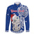 (Custom Personalised) New Zealand Christmas Long Sleeve Button Shirt Hei Tiki Blue Pohutukawa Meri Kirihimete LT14 - Polynesian Pride