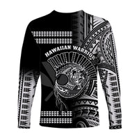 Hawaii Long Sleeve Shirt Kakau Warrior Helmet Gradient White Polynesian LT14 - Polynesian Pride