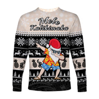 Hawaii Mele Kalikimaka Long Sleeve Shirt Dabbing Santa Black Merry Christmas LT14 - Polynesian Pride
