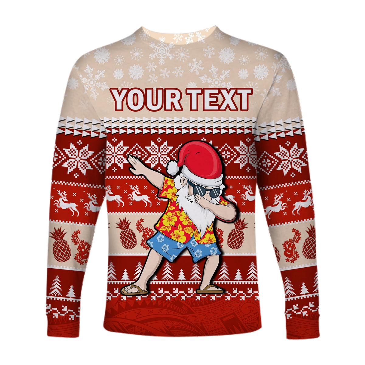 (Custom Personalised) Hawaii Mele Kalikimaka Long Sleeve Shirt Dabbing Santa Red Merry Christmas LT14 - Polynesian Pride