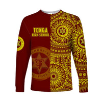 (Custom Personalised) Tonga High School Long Sleeve Shirt Tongan Ngatu Pattern LT14 - Polynesian Pride