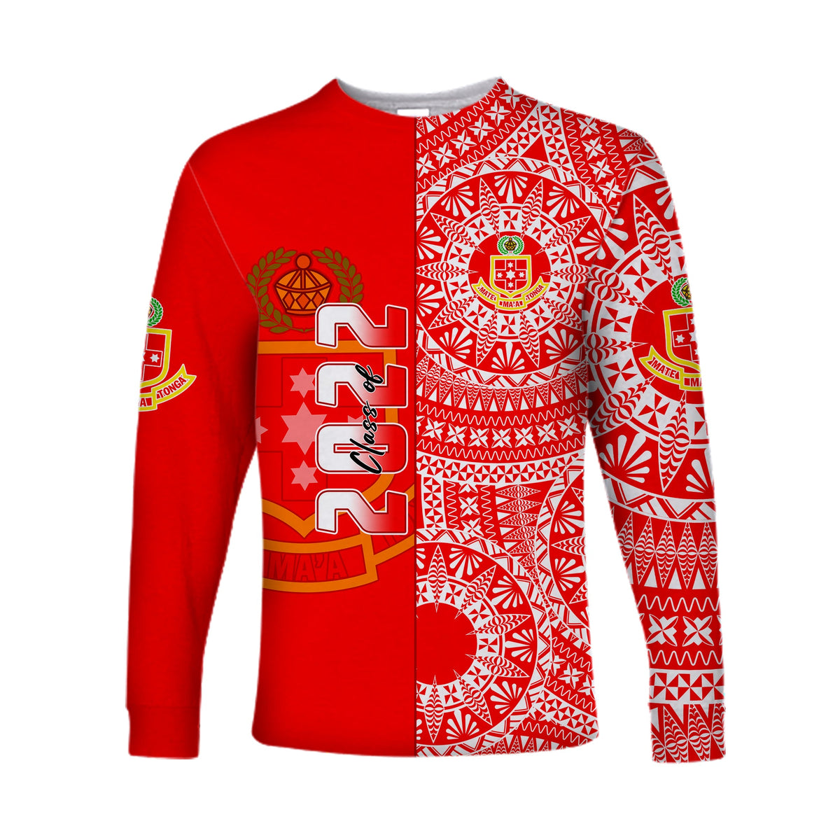 (Custom Text And Number) Kolisi Tonga High School Long Sleeve Shirt Class Of Year Tongan Ngatu Pattern LT14 - Polynesian Pride