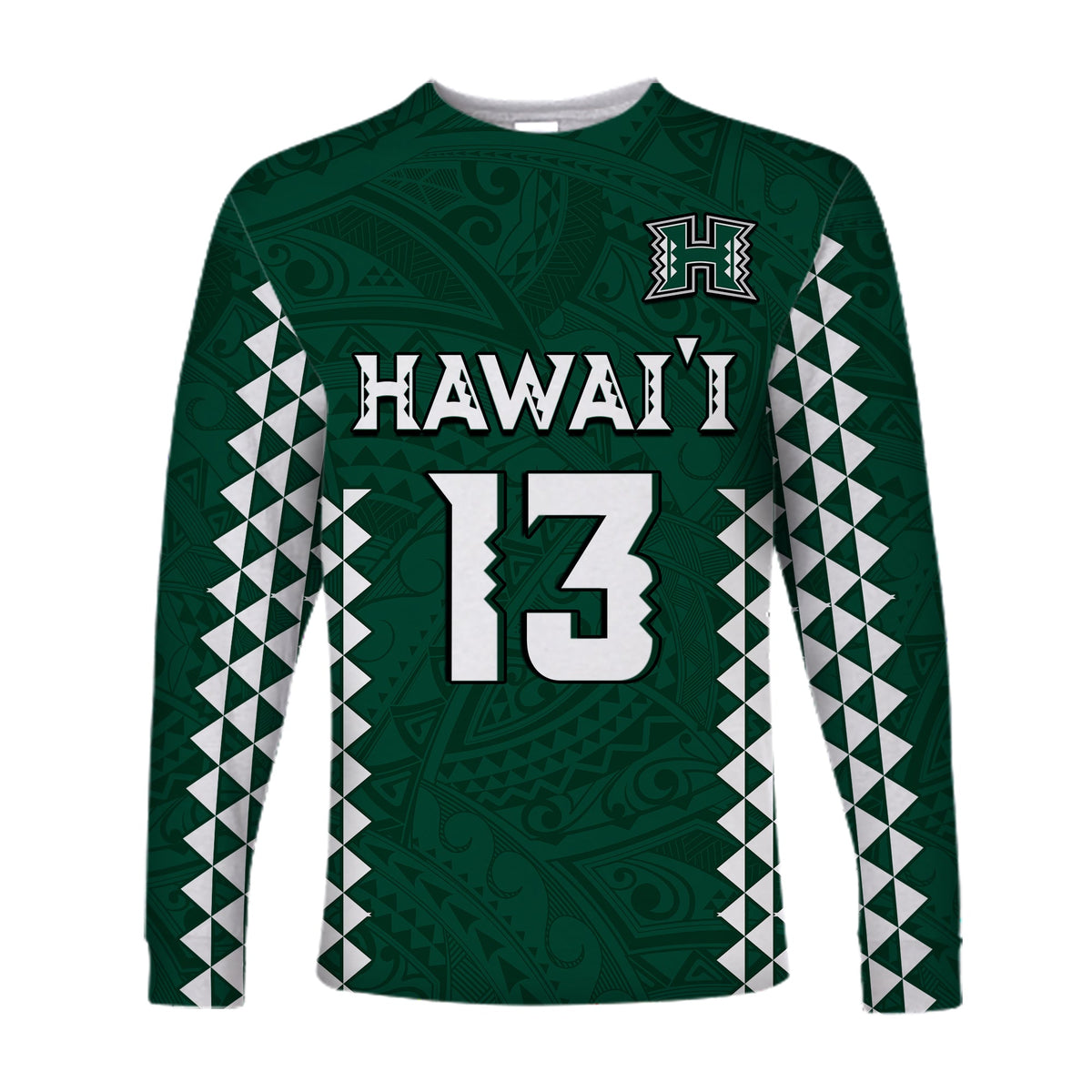 (Custom Text and Number) Hawaii Football Long Sleeve Shirt Kakau Warrior Be Stronger LT13 - Polynesian Pride