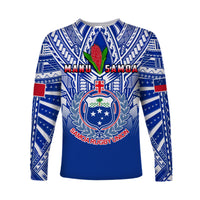 Samoa Rugby Long Sleeve Shirt Manu Samoa 7s Ginger Blue Polynesian LT14 Unisex Blue - Polynesian Pride