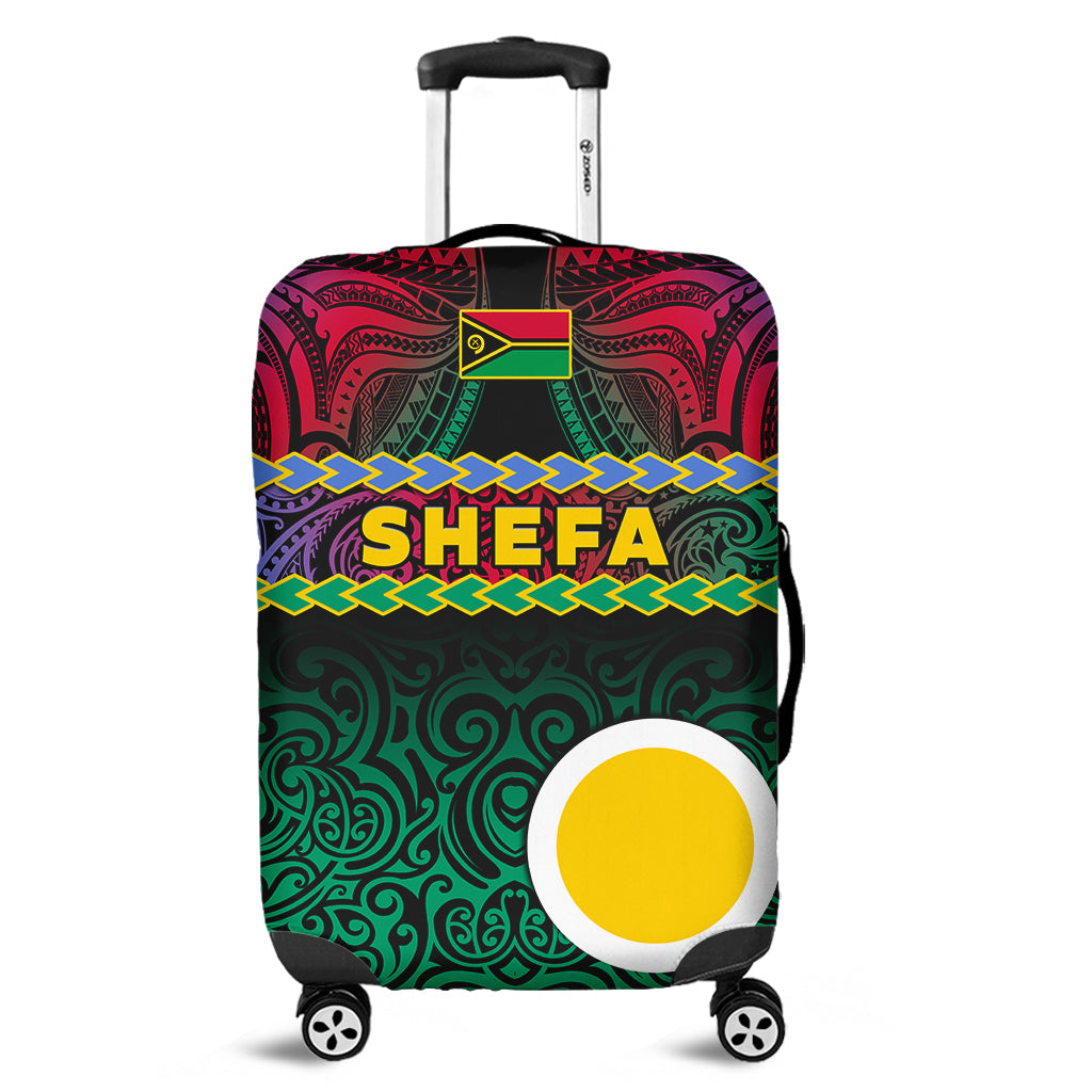 Shefa Province Luggage Cover Vanuatu Pig Tusk Polynesian Flag Style LT14 Black - Polynesian Pride