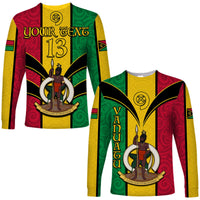 (Custom Text and Number) Vanuatu Long Sleeve Shirt Pig Tusk Polynesian LT13 Unisex Yellow - Polynesian Pride