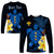(Custom Personalised) Hawaii Turtle Long Sleeve Shirt Hawaiian Flowers Version Blue Elegant LT13 Unisex Blue - Polynesian Pride