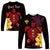 (Custom Personalised) Hawaii Turtle Long Sleeve Shirt Hawaiian Flowers Version Red Elegant LT13 Unisex Red - Polynesian Pride