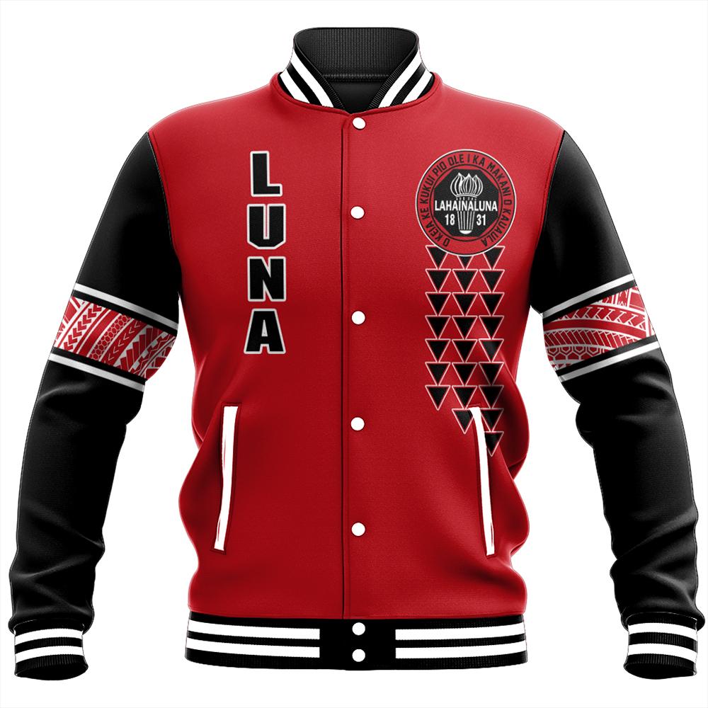 (Personalized) Hawaii Baseball Jacket - Lahainaluna High Custom Your Class Baseball Jacket - AH Unisex Red - Polynesian Pride