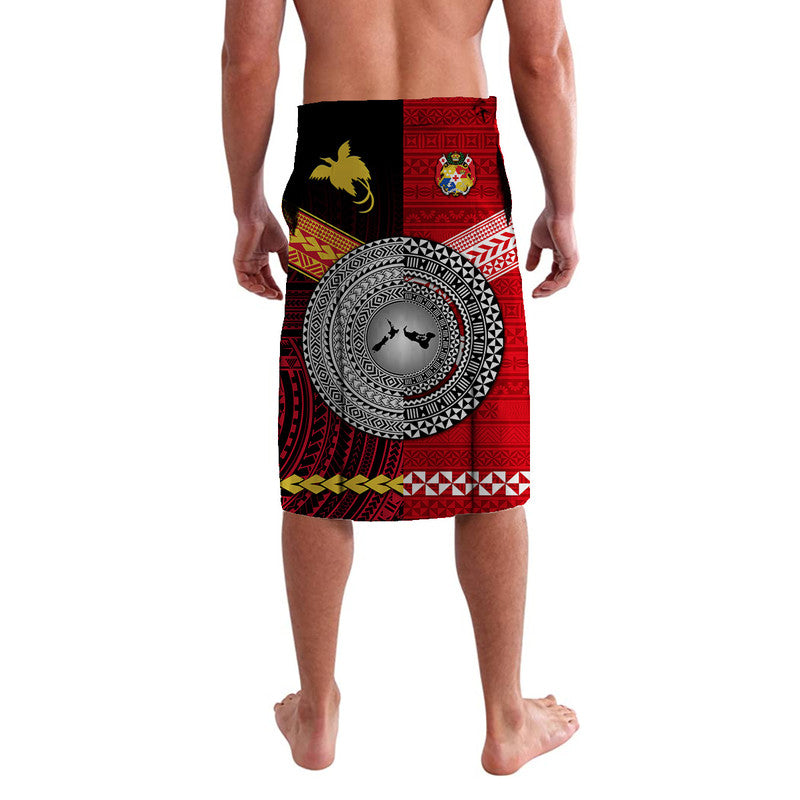 Papua New Guinea And Tonga Lavalava Polynesian Together Red LT8 - Polynesian Pride