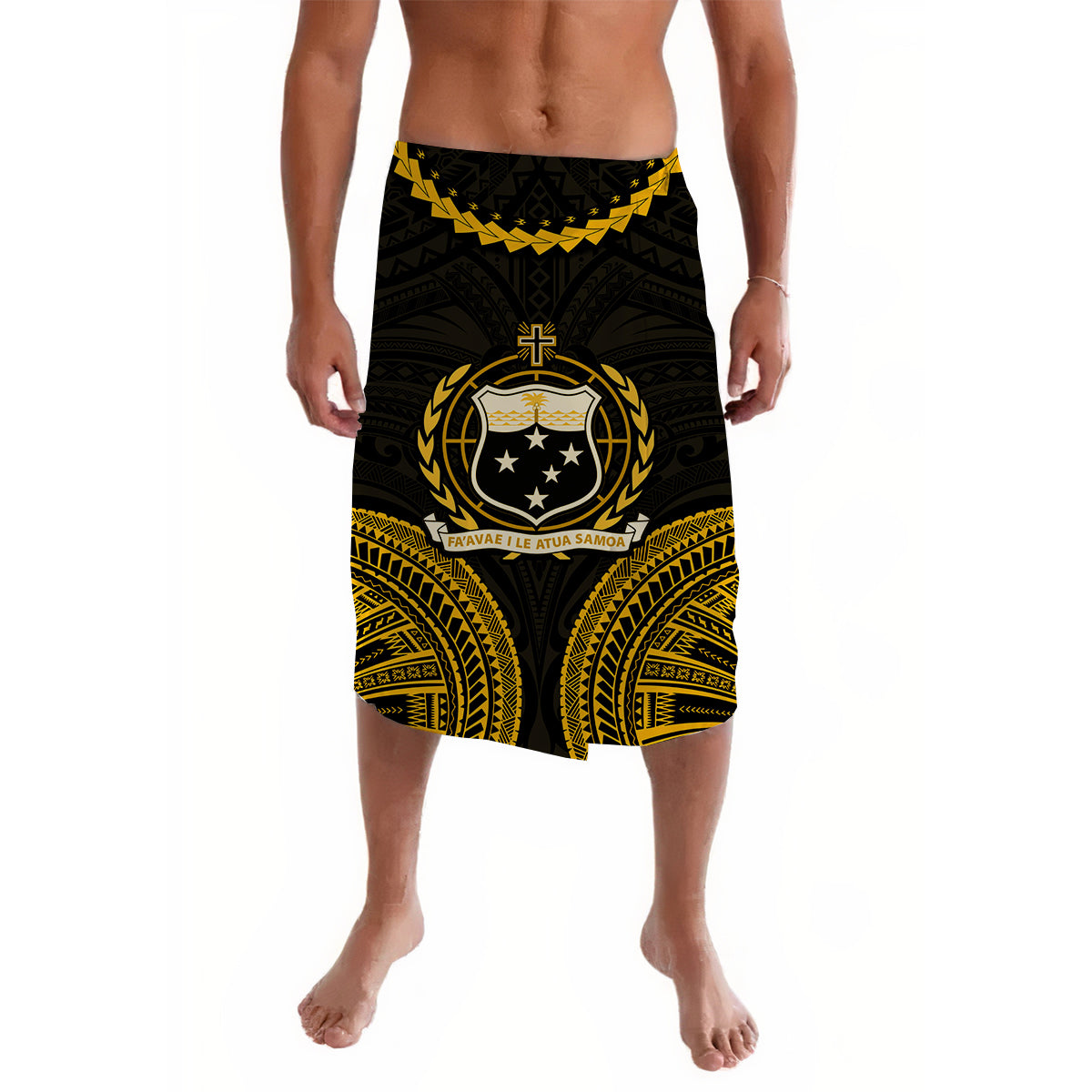Samoa Ula Nifo Tribal Lavalava Gold Style LT6 Gold - Polynesian Pride
