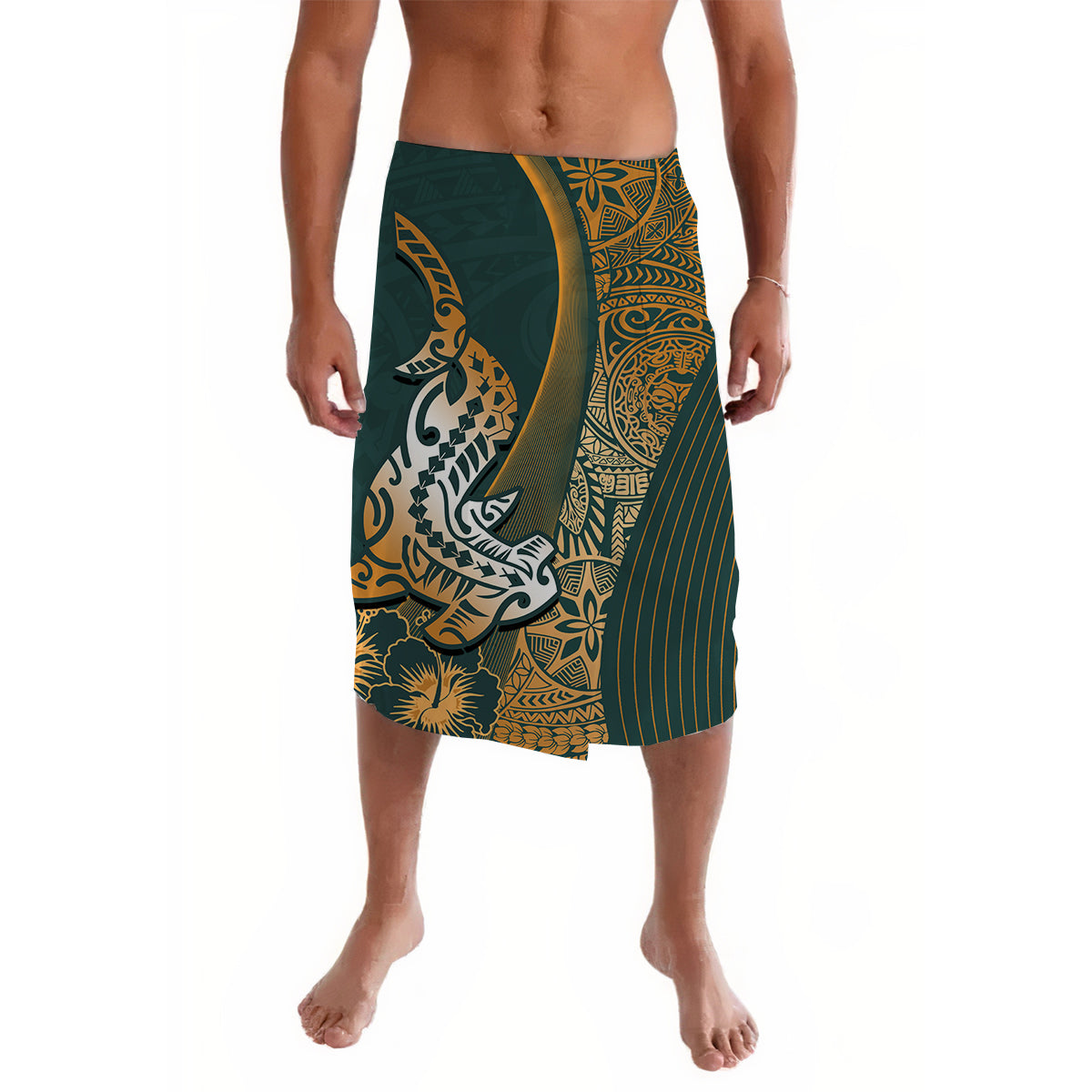 Hawaiian Shark Polynesian Lavalava Vibe Green Style LT6 Lavalava Green - Polynesian Pride LLC