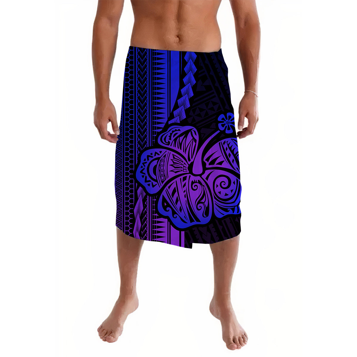 Polynesian Hibiscus Lavalava Style No.3 LT6 Lavalava Purple - Polynesian Pride