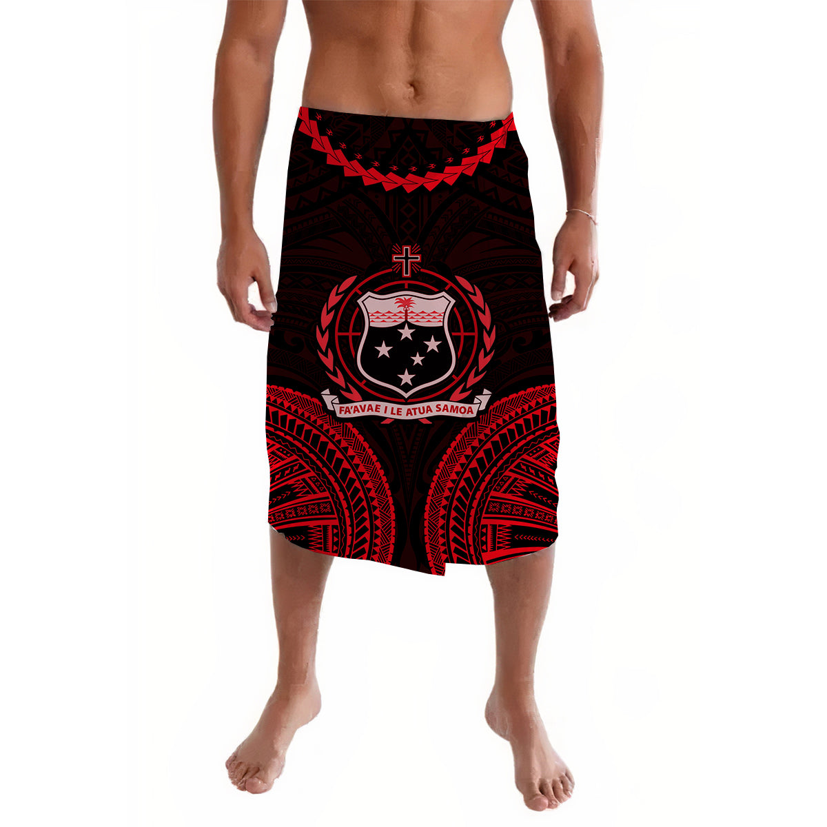 Samoa Ula Nifo Tribal Lavalava Red Style LT6 Red - Polynesian Pride