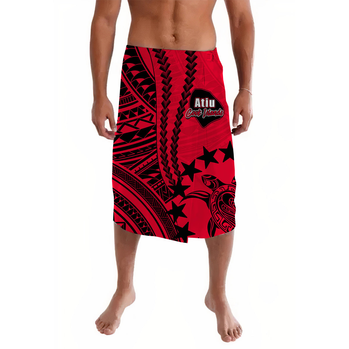 Cook Islands Atiu Polynesian Lavalava LT6 Lavalava Red - Polynesian Pride